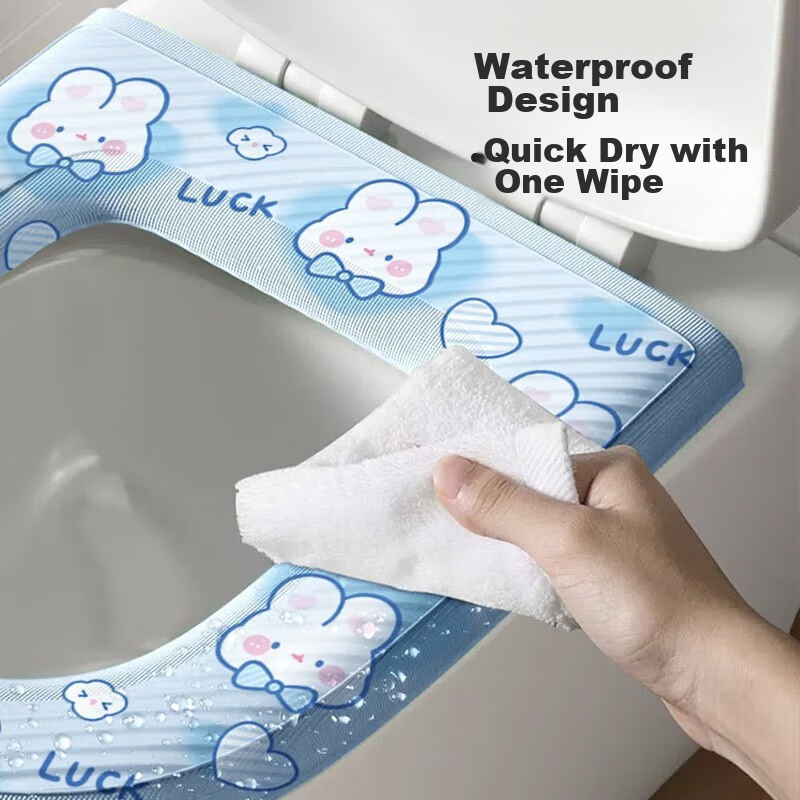 JAJALIN Waterproof Toilet Seat Cover, EVA Toilet Seat Pad, Warm in Winter, Suitable for All Seasons, Washable Toilet Seat Cushion, Portable Toilet Seat Cover