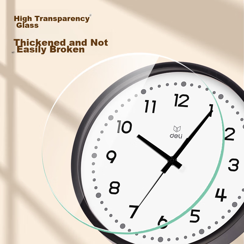 Deli Wall Clock, Stylish Creative Minimalist Living Room Wall-Mounted Quartz Clock, 35cm, LE402ES Black