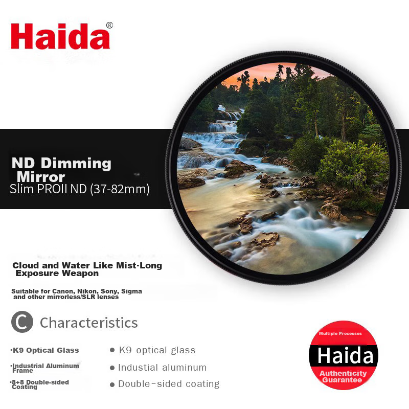Haida Slim PROII Series 72mm Neutral Density Filter ND3.0 (1000x), Multi-Coated Neutral Density Filter, Suitable for Canon, Nikon, Sony, And Fuji Lenses