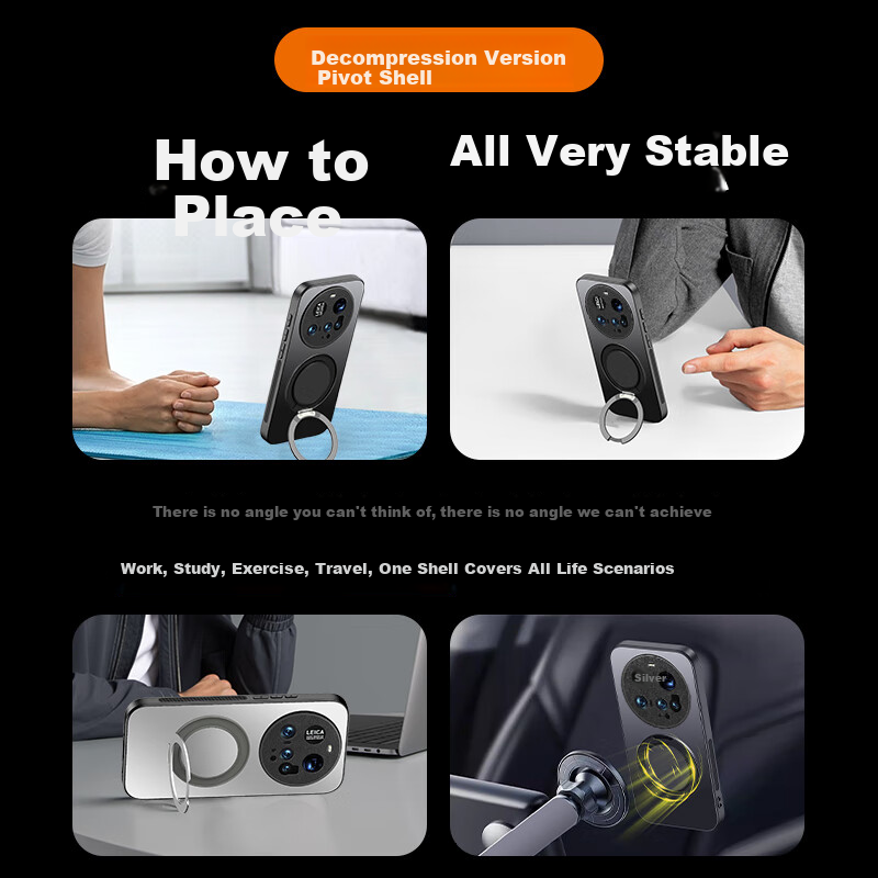 HOLDZU 【Decompression Edition】Pivot Shell for Xiaomi 15 Ultra Phone Case Mi 15 Ultra Protective Cover Magnetic Matte Anti-drop Lens Full Coverage Bracket Men and Women - Deep Space Black