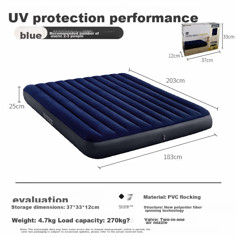 INTEX Automatic Inflatable Mattress, Floor Mat, Air Bed, Companion Care, Home Use, Inflatable Bed, Car-Mounted, Outdoor Camping, Moisture-Proof Mat, Foldable