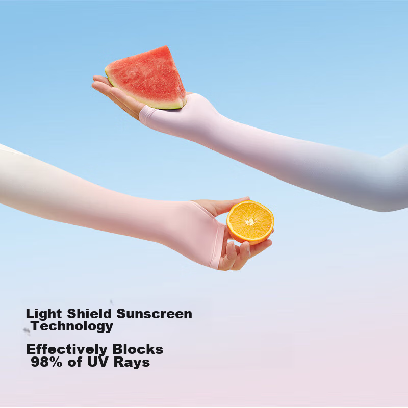 Pelliot UV Protection Arm Sleeves, Outdoor Cycling Spring And Summer Sports Arm Guards, 16324606 White Peach Milk Tea, Size M