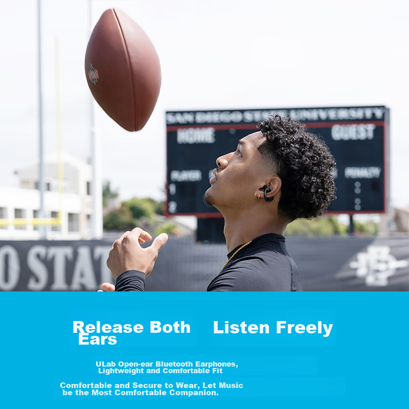 JLab Flex Open Bluetooth Earphones, Clip-On Bone Conduction Concept, Open-Style Non-In Outdoor Cycling Fitness Running Sports Gaming Music Headphones, Matte Black