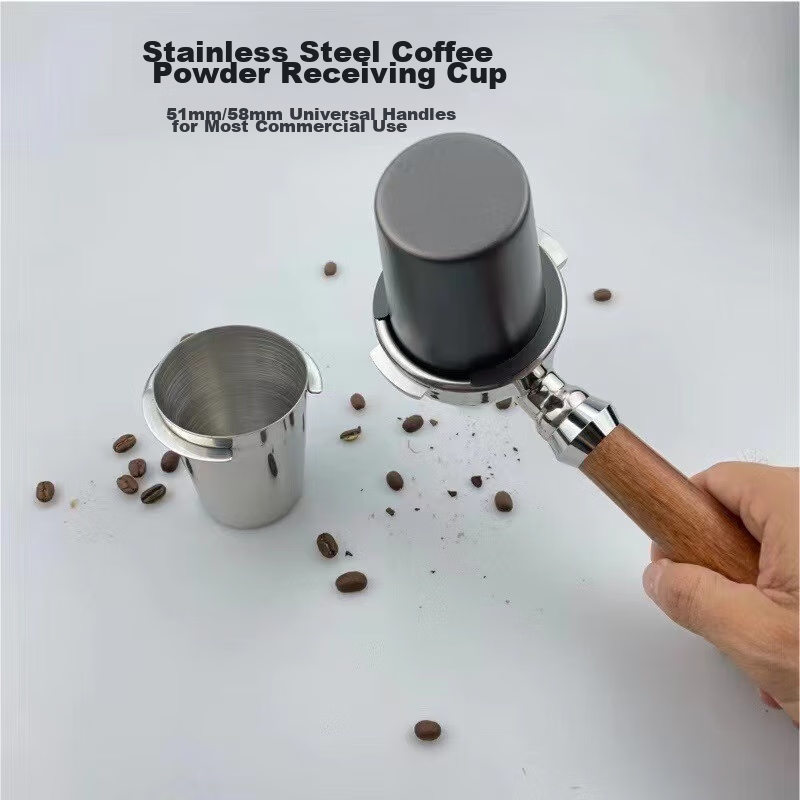 Beiyin 304 Stainless Steel Thickened Italian Coffee Machine Handle, Coffee Distributor, Aroma Cup, Coffee Distributor Cup, Black, 58mm