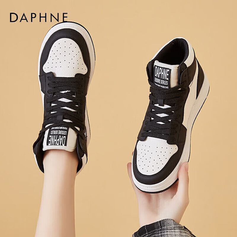 DAPHNE Women's Casual Shoes Thick-soled Breathable Sports Running High-top Shoes Board Shoes Student All-match Women's Shoes 422104603 Black (High-top Single Lining) Size 39