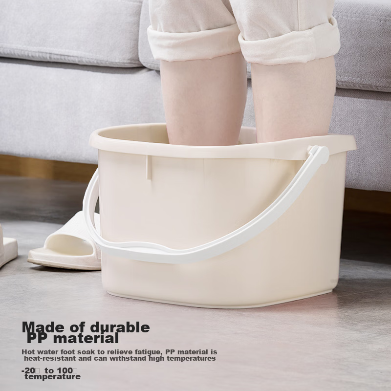 Camellia Foot Soaking Bucket, Foot Washing Basin, Plastic Foot Bath Tub, Foot Spa Bucket, Plastic Bucket, Light Brown, 1 Piece