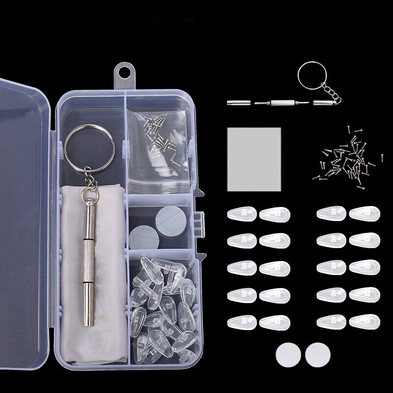 BWNK Invisible Anti-slip Silicone Airbag Nose Pads for Myopia Glasses Nose Bridge Pads with Accessories Screwdriver Ear Hook Repair Kit