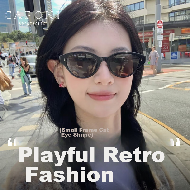 CAPONI Retro Cat Eye GM Sunglasses for Men And Women, UV Protection, Driving-Specific Glasses, Sun Protection, High-End Feel
