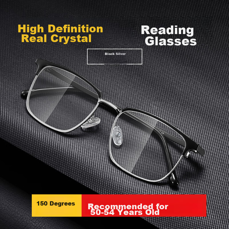 Bertha Donghai Natural Crystal Lens Brand Reading Glasses for Men, Stone Glasses, High-End High-Definition Anti-Scratch Wear-Resistant