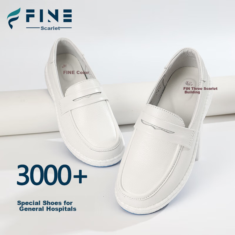 Fey Sakura Popcorn Style Nurse Shoes Women's Spring and Summer Top Layer Cowhide Medical Work Shoes BT1909 White 36