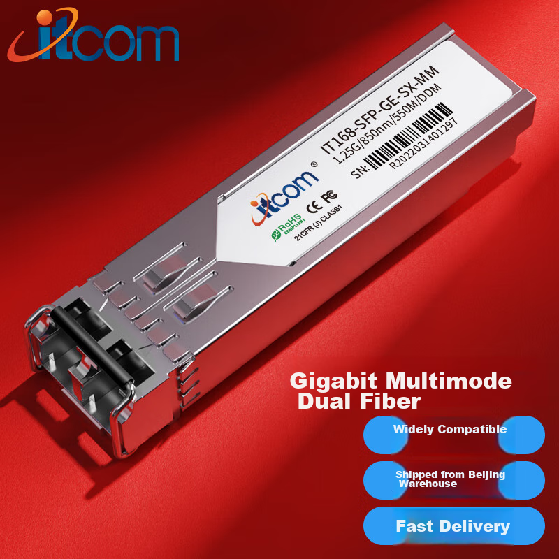 Itcom Gigabit Optical Module, 1.25G Multi-Mode Dual-Fiber Optical Module, 850LC550 Meters, Compatible with Domestic Equipment, IT168-SFP One Piece