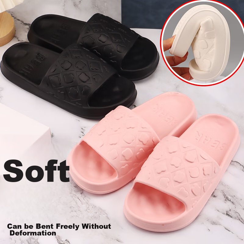 IQGD Slippers, Sandals for Women, Floor Slippers, Soft-Soled, Couples, Non-Slip, Bathroom, Home Use, 2456, Black, Size 38-39