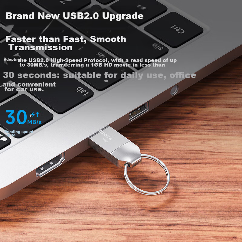 BIAZE 8GB USB2.0 Small Capacity Flash Drive, UP014 Mini Version, Silver, Metal Bid And Tender, Car Music USB Drive, Office And Study Universal Flash Drive