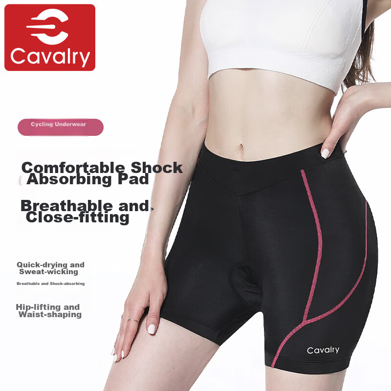 CAVALRY Women's Cycling Shorts with Silicone Foam Padded Seat, Mountain And Road Bike Riding Gear, Rose Red, Size M