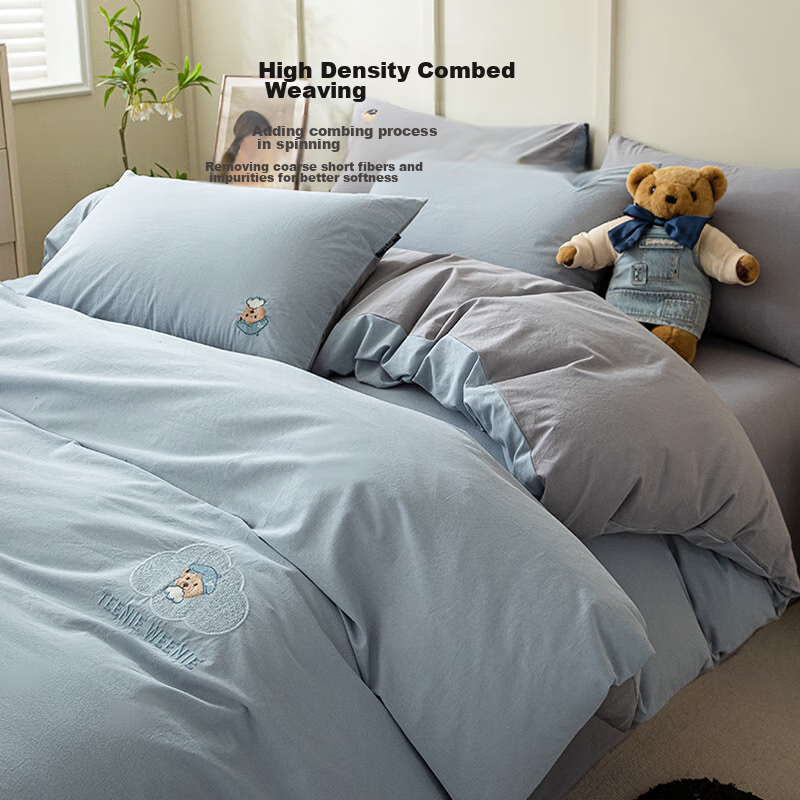 TEENIE WEENIE Winter Bedding Set, 100% Pure Cotton, Includes Fitted Sheet, Duvet Cover, And Bedspread, Three-Piece Bedding Set