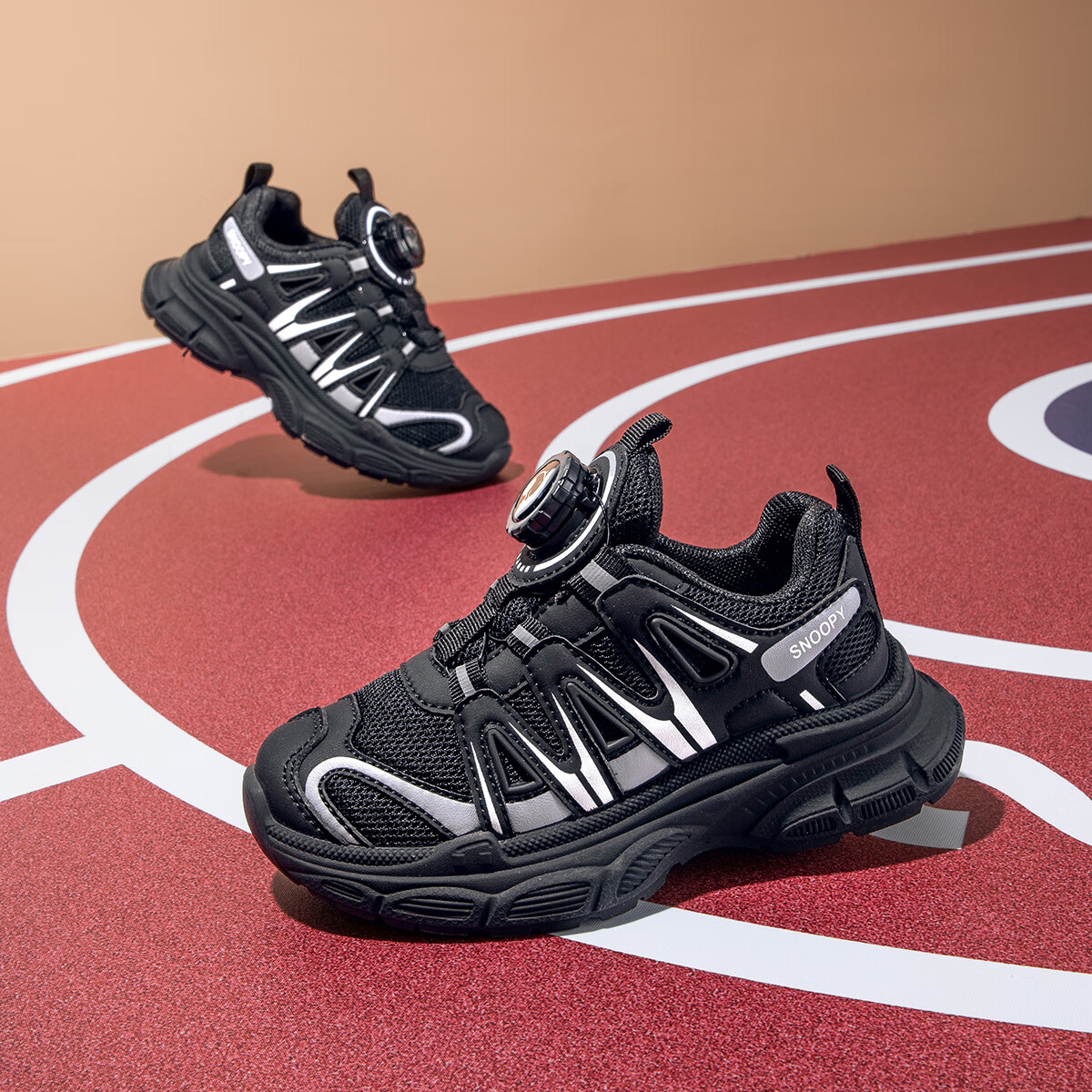 SNOOPYSNOOPY Boys' Sports Shoes Children's Breathable Casual Shoes Students' Soft Bottom Comfortable Running Shoes 7889 Black Size 33