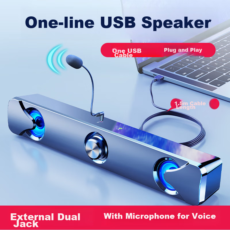 SADA V-110 Computer Speakers, Multimedia Bluetooth Speaker, Desktop Wired with Microphone, Home Long Subwoofer, Laptop USB to TPC Adapter, One-Wire Connection, Small Speaker
