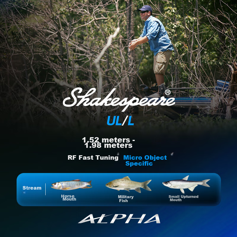 SHAKESPEARE Micro Fishing Rod, Single Rod, Carbon Fiber, Small Fishing Rod, Solid Rod Tip, 1.52m, Pistol Grip, UL