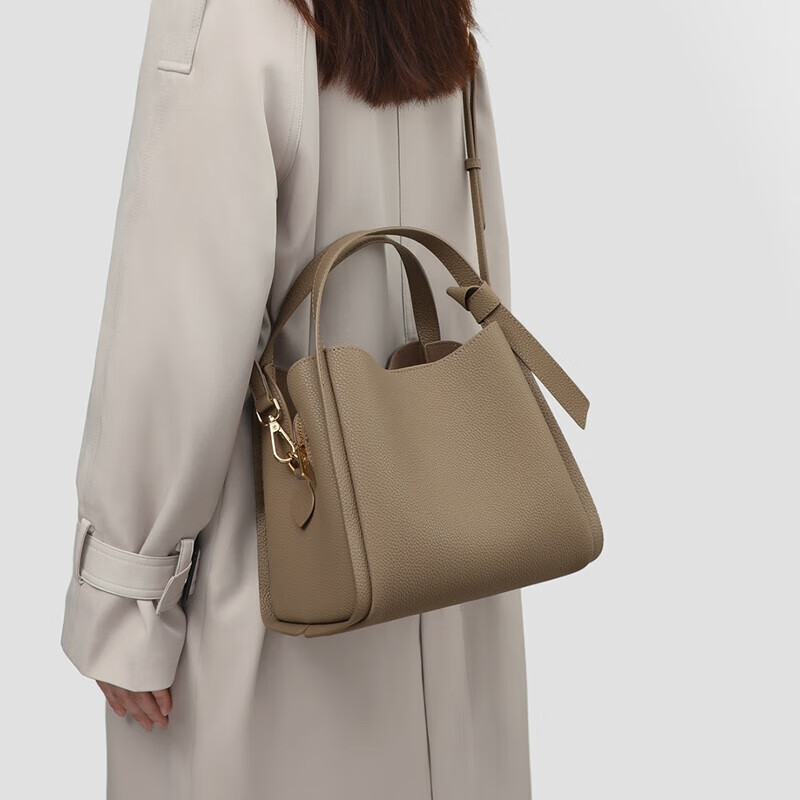 Viney Women's Handbag, Cowhide Bucket Bag, Light Luxury Crossbody Tote Shoulder Bag, Birthday Mother's Day Gift for Mom, Practical Present