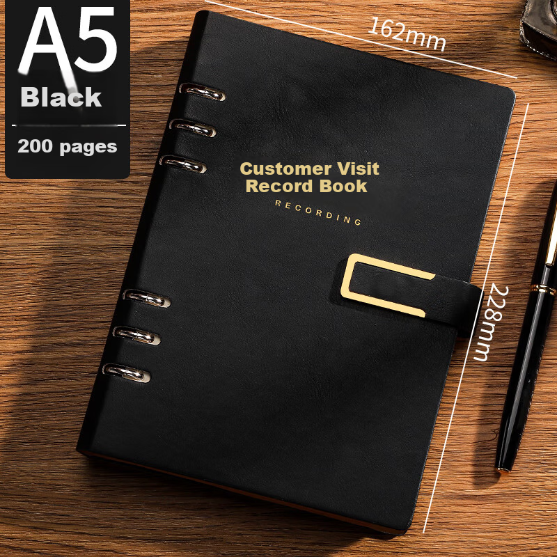 UJIA Customer Follow-up Notebook A5 Real Estate Insurance Car Sales Follow-up Tracking Registration Notebook File Management Intention Form Record Book Black