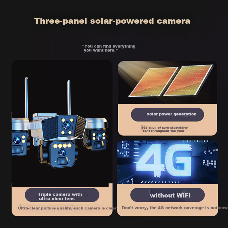 EAKUN Solar-Powered Camera with Lifetime Free Data, Outdoor Wireless Surveillance Camera for Home, 360° Full Color Night Vision, Mobile Remote Outdoor Monitoring