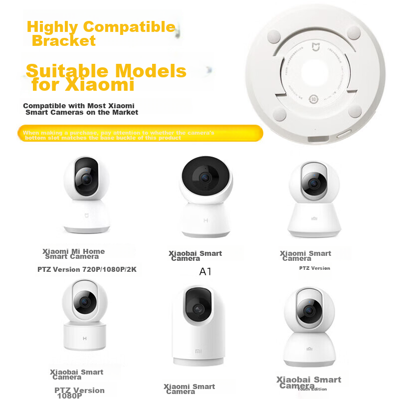 Trendsetter Compatible with Xiaomi Camera Surveillance Bracket, No Drilling Required, for 3/2/720p/1080p/2k Pro/Small White Youth Edition, Pan-Tilt Smart Camera Wall-Mounted And Ceiling-Mounted Bracke