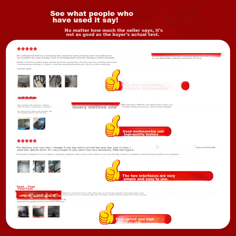 ThinkPad Lenovo 8x External USB Optical Drive, DVD Burner, Laptop External CD Player, Desktop Portable Optical Drive, External Computer Drive, TX801