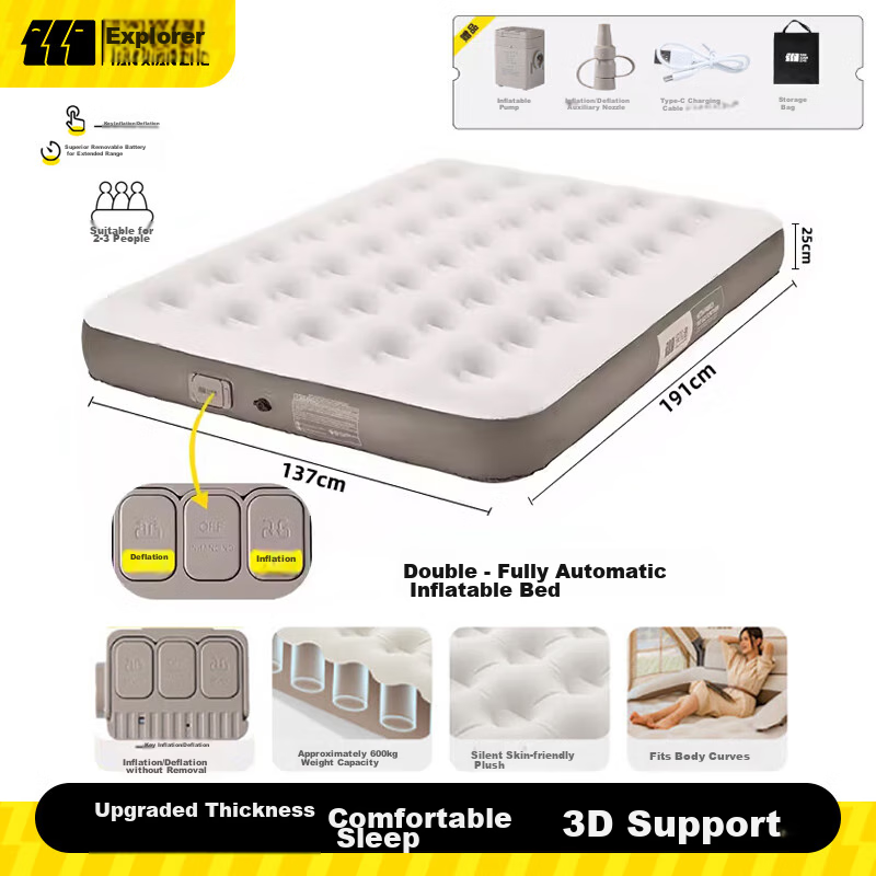 TANXIANZHE Inflatable Camping Mattress, Outdoor Sleeping Pad, Floor Bedding, Portable Home Use, Built-In Pump, Inflatable Double Bed