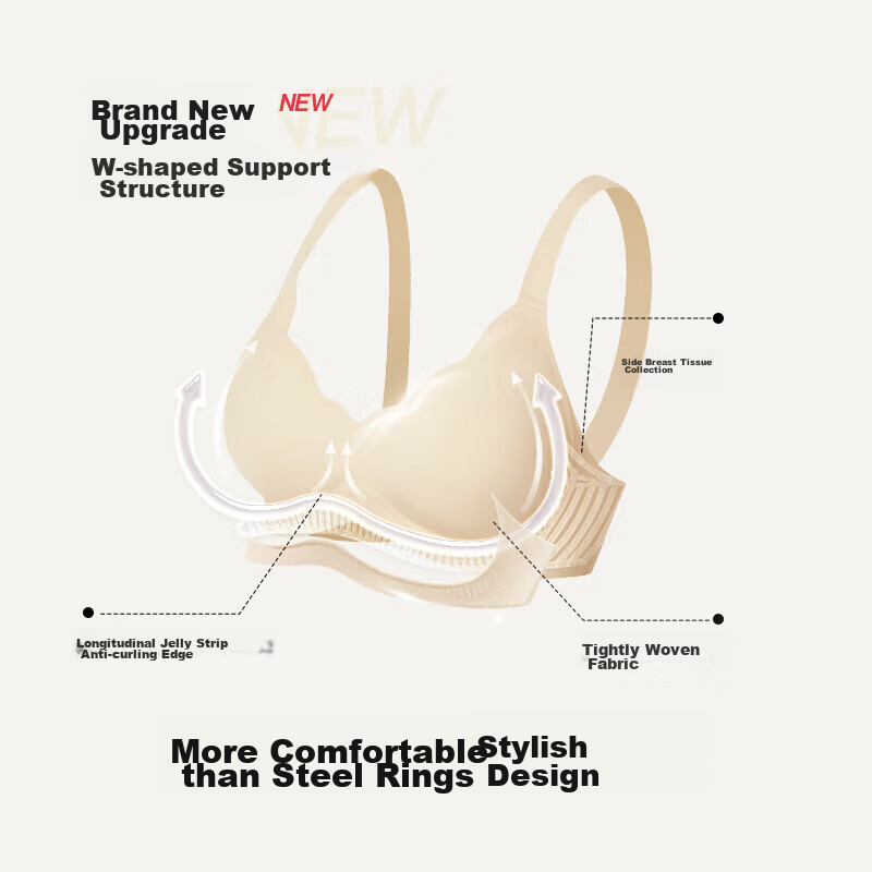 Ubras Yushuoxin Same Style Diamond Mesh Soft Support Petal Cup Bra, Women's Underwear, Brassiere Vest - Cheese Yellow, XL