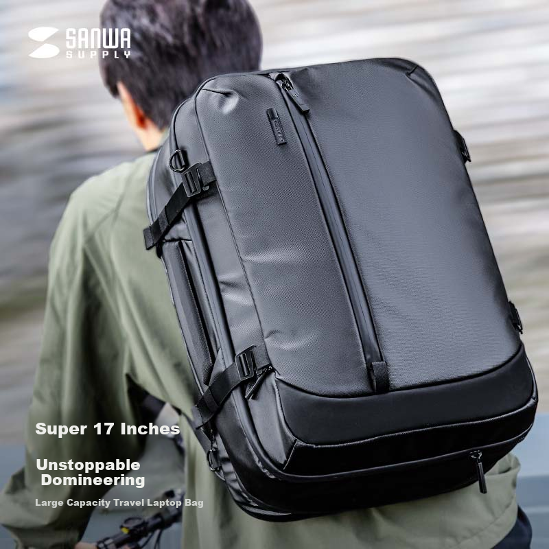 SANWA SUPPLY 43L Large Capacity Backpack for Men, Multi-functional Waterproof Laptop Bag, Travel Backpack with Double Shoulders and Single Shoulder, Fits up to 17 Inches
