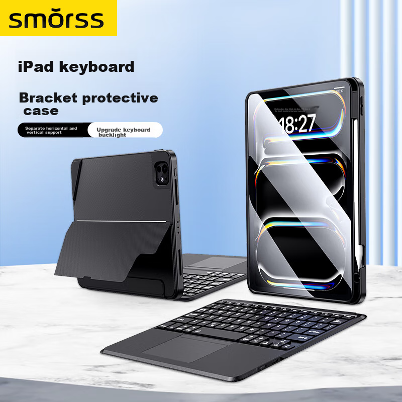 Smorss Compatible with 2024 Apple IPad Pro 11 Bluetooth Magic Keyboard Pro 11 Tablet Stand Protective Case with IPad Pencil Slot [Horizontal And Vertical Screen Magnetic Detachable]