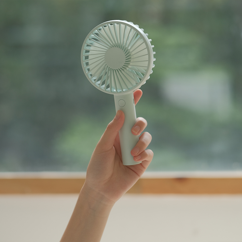 SOLOVE N9pro Handheld Fan, USB Rechargeable, Small Fan with Base, Portable, for Summer Outdoor Use, High Wind Power, for Students, Office Desk, Long Battery Life, Quiet Operation, Green Color