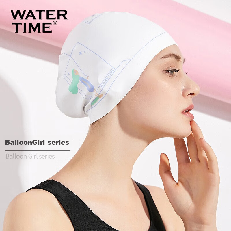 WATERTIME/Shuichuan Waterproof Ear-Protecting Silicone Chlorine-Resistant Swim Cap for Women, Professional Large Size Non-Binding Floral Print Swimming Cap