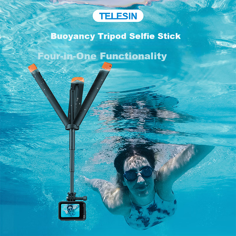 TELESIN Action Camera Buoyancy Rod Tripod, Compatible with DJI Action 5 Pro 4, Floating Handle, Compatible with GoPro 13 12, Buoyancy Rod, Insta360 Ace Pro Handheld Pole
