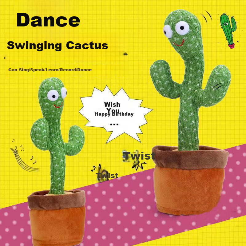 Babamama Dancing and Talking Cactus Toy Baby Infant Toy Swinging Repeating Doll