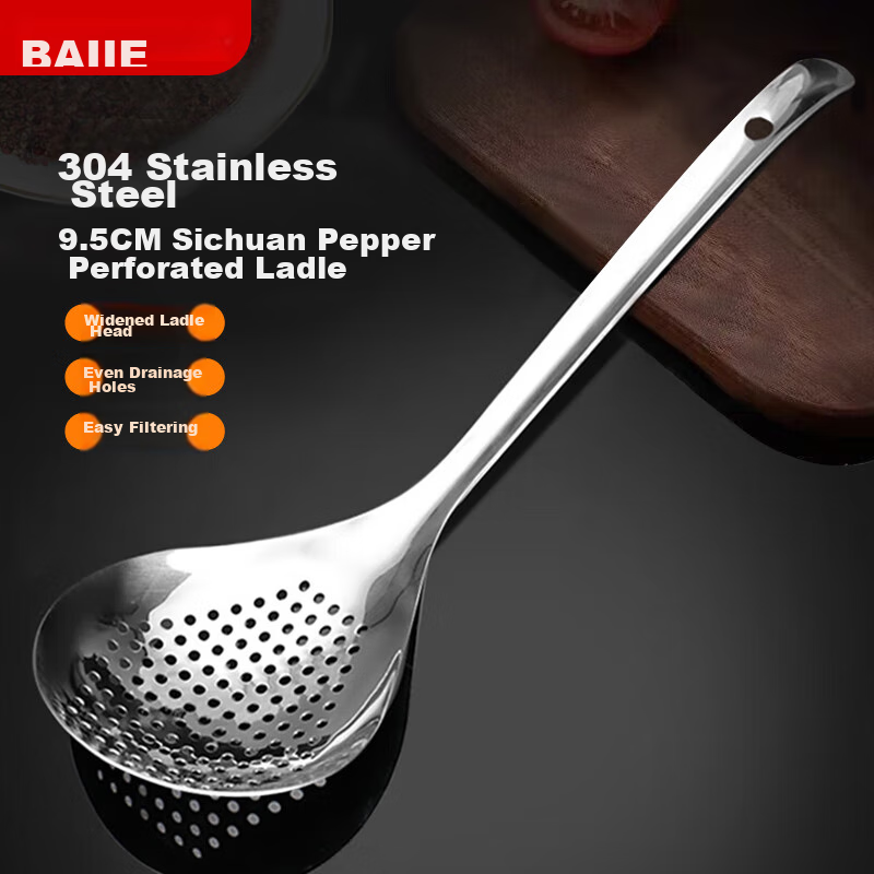 Baijie Strainer, 304 Stainless Steel, Sichuan Pepper Scoop, Filter Mesh, Skimmer, Draining Colander, Deep-Frying Strainer, Ladle, Sichuan Pepper Spoon