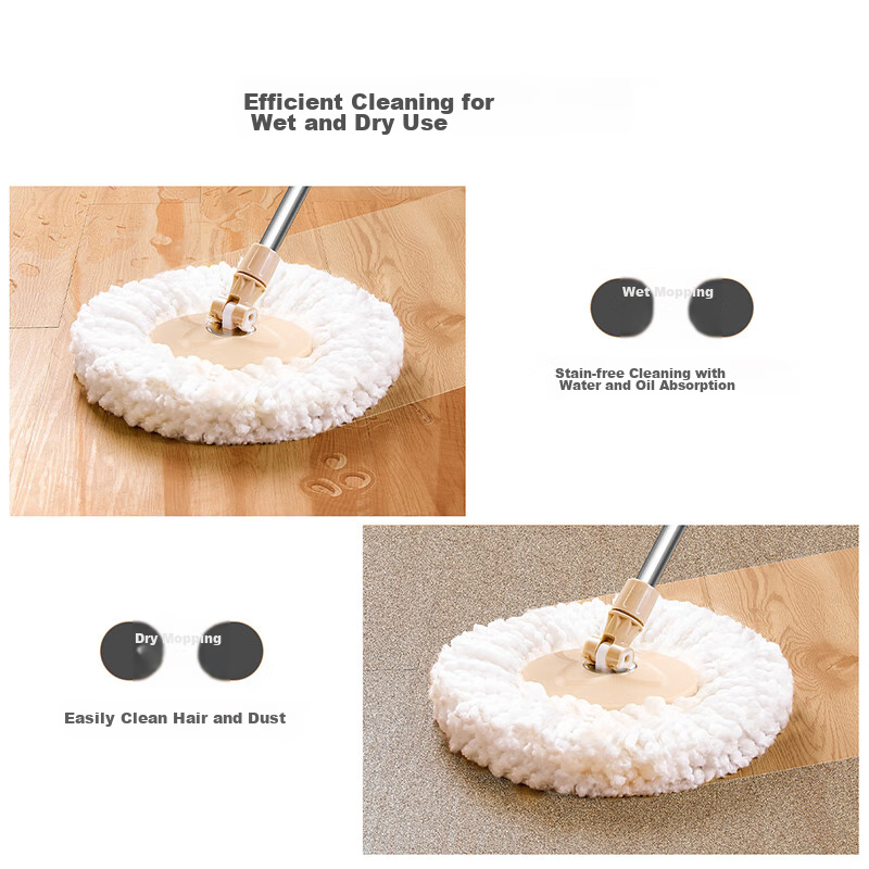 Baijiahaoshi Hands-Free Rotating Mop, Absorbent Mop Head, Household Floor Mop Bucket, Lazy Mop, Wooden Floor Mop Head, Floor Cleaning Tool