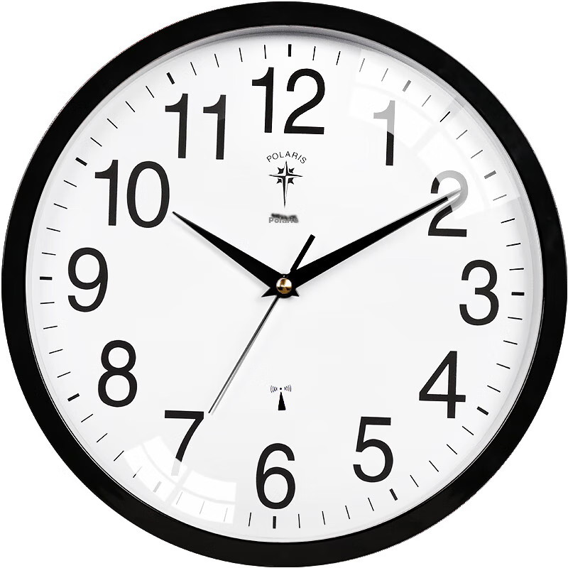 Polaris Wall Clock, Living Room Stylish Automatic Time Synchronization Creative Radio-Controlled Clock, Smart Timepiece, 7950 Black Radio-Controlled