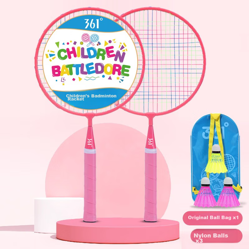 361° Badminton Racket, Durable for Children, Suitable for Ages 3-12, Toy Gift Set, Pink