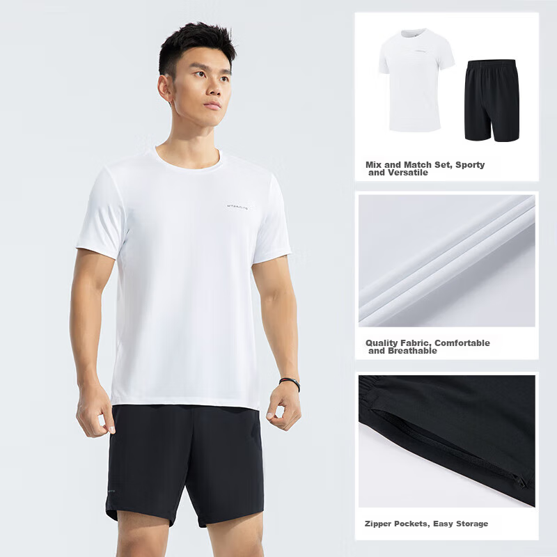361° Men's Sports Set, Summer Running Training Fitness Wear, Casual Loose Short-Sleeve Shorts, 652414001H-1 Size XL