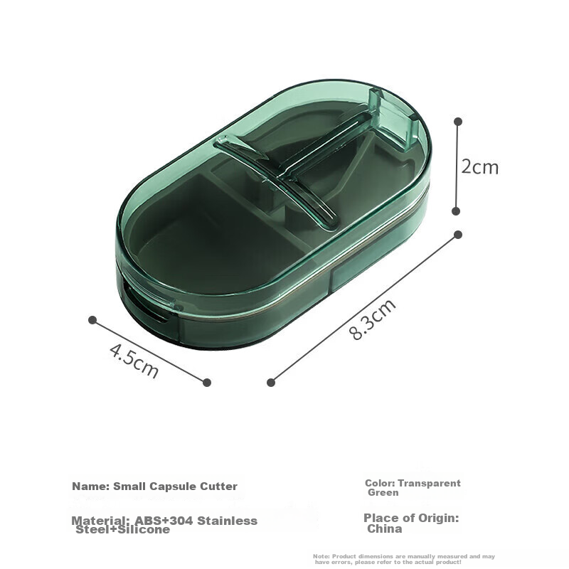 Baicaoyuan Pill Cutter, Pill Splitter, One-To And One-Quarter Pill Box, Portable Pill Divider, Travel Pill Organizer
