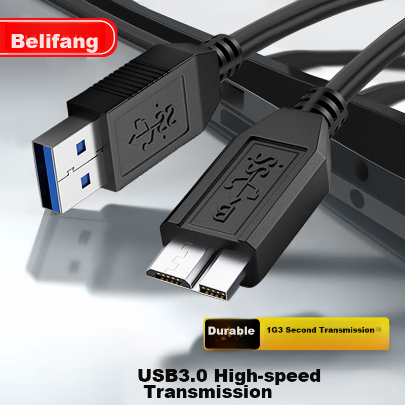 BURLEFRAN External Hard Drive Data Cable, Micro USB 3.0 High-Speed Transfer, Compatible with Toshiba, Seagate, Western Digital External Hard Drive Enclosures, 3 Meters