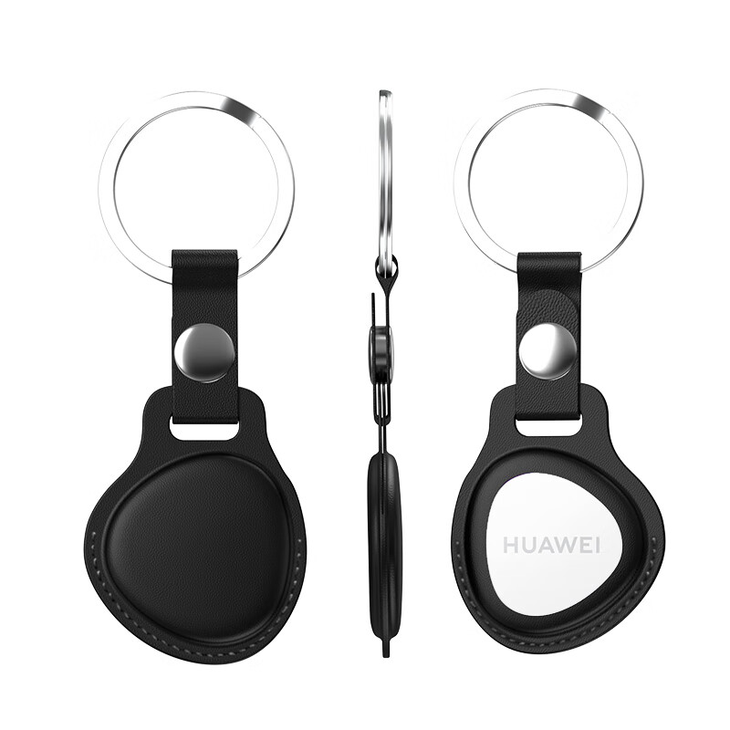 ESCASE Huawei Tag Leather Protective Case Dirt-resistant Anti-drop Huawei Tag Positioning Anti-lost Tracker with Hook Key Protection Shell ES-KPLE01 Black