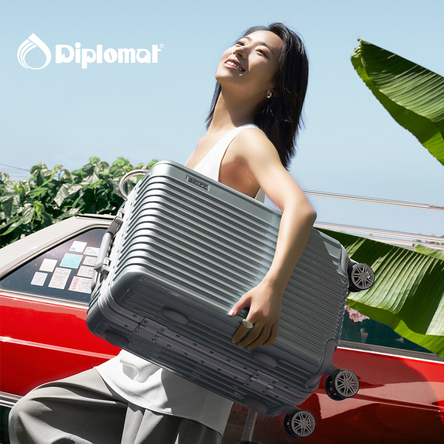 Diplomat Aluminum Frame Trolley Suitcase, Starlight Carry-On Luggage, 20-Inch Travel Suitcase with Password Lock, for Men And Women, TC-9032