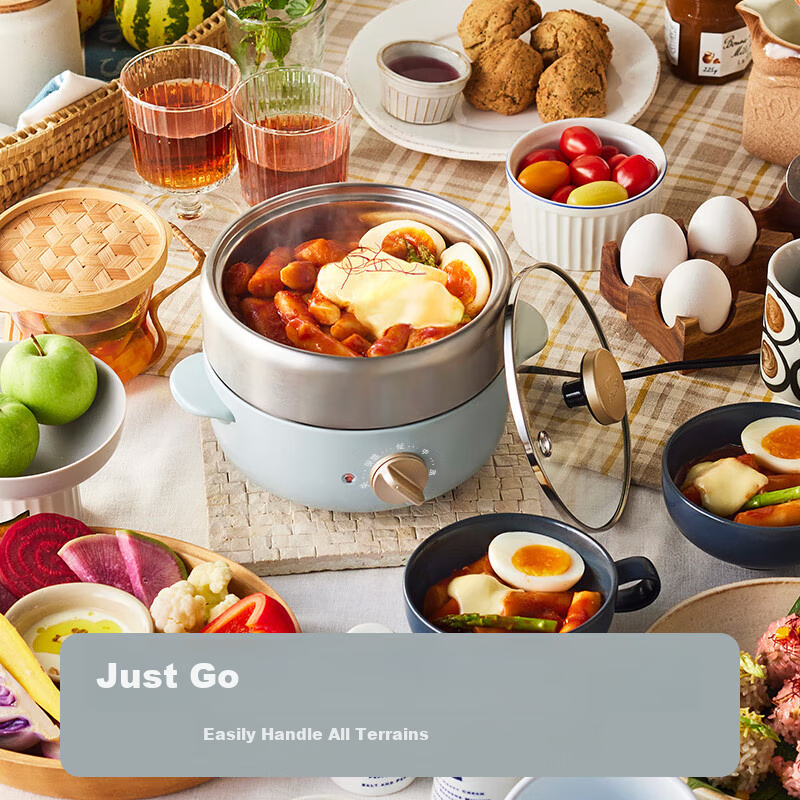 BRUNO Multi-functional Cooker Steamer Stew Small Electric Pot Household Split Type Multi-purpose Detachable Washable Electric Hot Pot Dormitory Instant Noodle Hot Pot 1-2 People 0.8L Blue BOE115 Natio