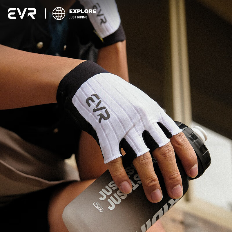 EVR Cycling Gloves Half Finger Summer Short Finger Double Shock Absorption White S