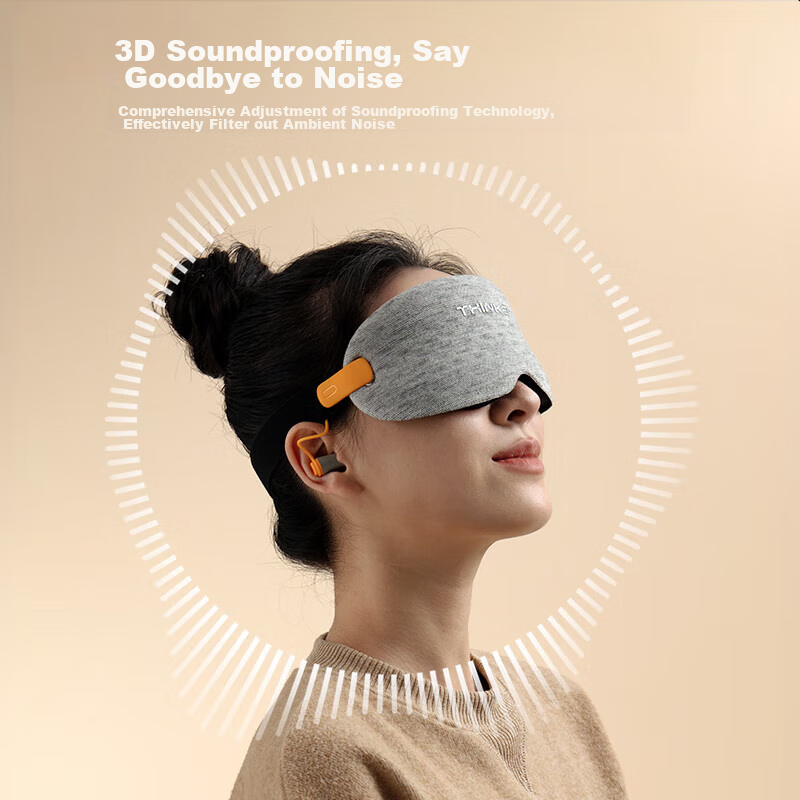 EVERYTHINK Light-Blocking Sleep Mask, Noise-Reducing, for Sleeping, Specialized Earplugs, Integrated Silent 3D Eye Protection