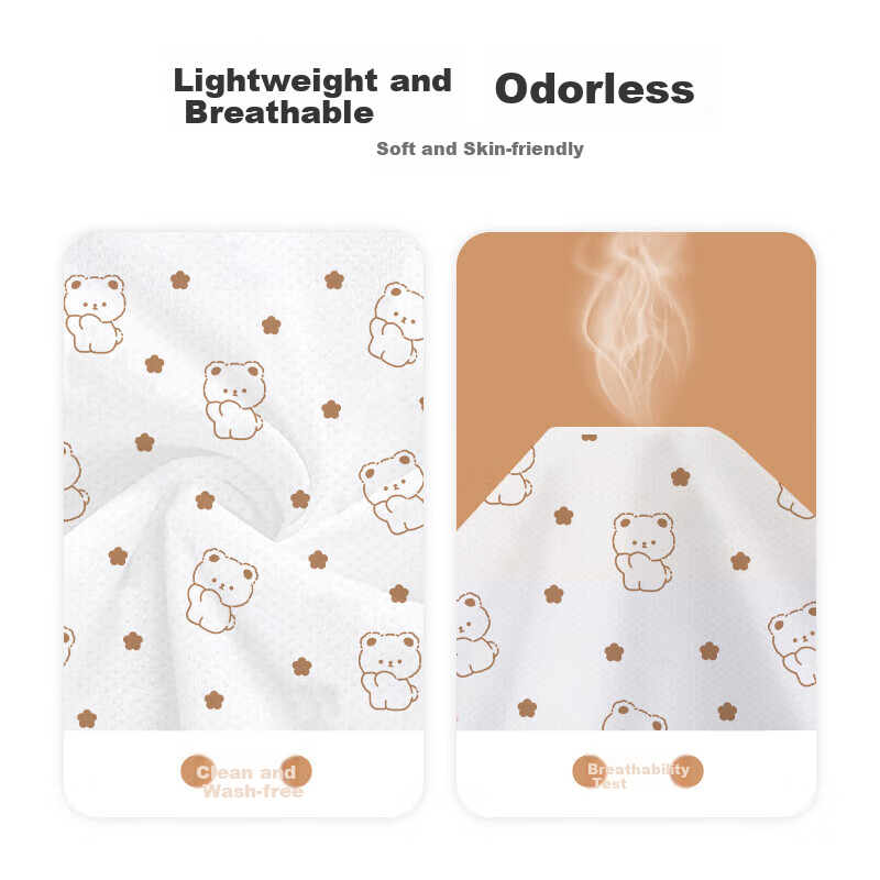 JAJALIN Disposable Four-Piece Hotel Bedding Set with Bedsheet, Duvet Cover, Pillowcase - Essential for Travel, Business Trip, featuring Little Bear