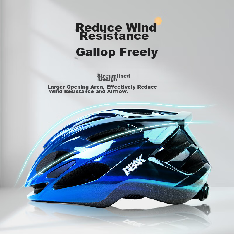 PEAK Cycling Helmet, Bicycle Helmet, Mountain And Road Bike Helmet, Integrated One-Piece Design for Men And Women, Safety Helmet, Gradient Blue Classic Style