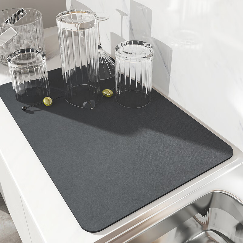 Qiqi Kitchen Countertop Draining Mat, Table Mat, Dish Drying Pad, Tea Table Absorbent Coaster, Washable Heat-Resistant Mat, 30*40